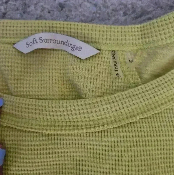 Soft Surroundings Womens Lime Green Waffle Knit Long Sleeve Tee M - Picture 11 of 15